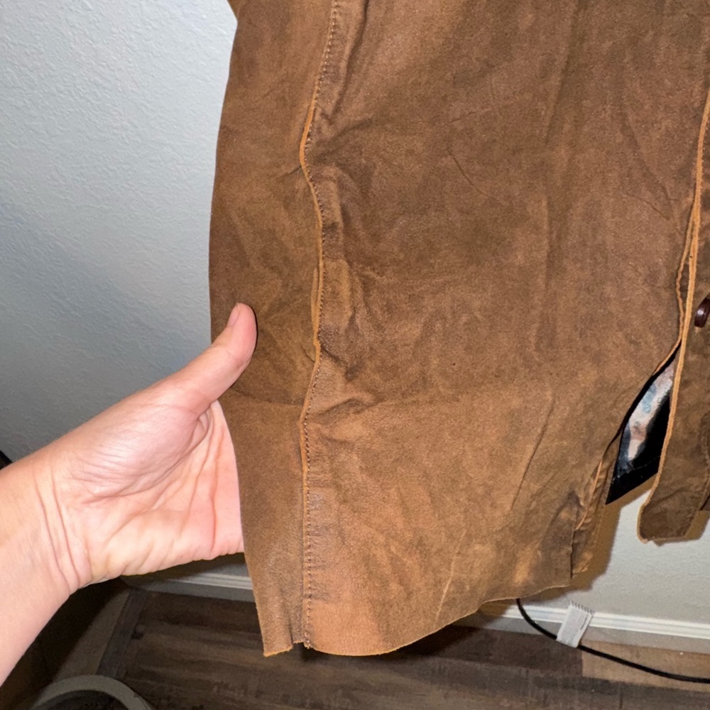 Patrick James 100% Genuine Leather Men’s Brown Button Down Jacket Shacket Size L - Picture 4 of 11